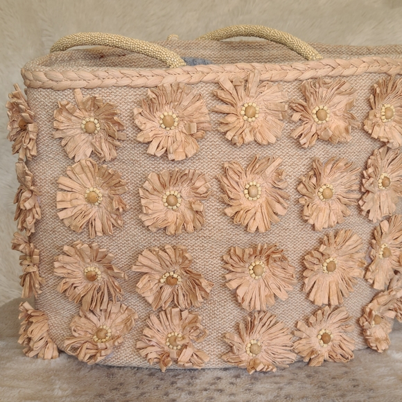 Elegant Floral Beige Shoulder Bag - Picture 2 of 5